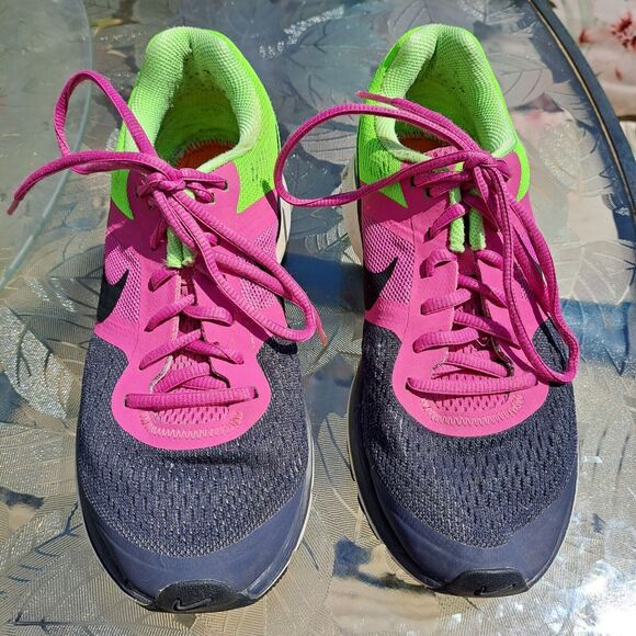 NIKE PEGASUS 30 ATHLETIC SHOES WOMENS SIZE 7.5 DARK BLUE PINK LIME MESH SNEAKERS - Picture 1 of 13
